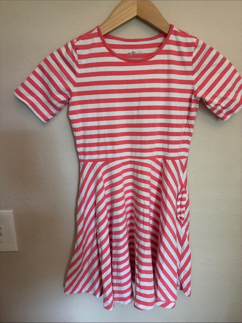 Primary Kids’ Bubblegum Pink Striped Twirly Dress - Size 10